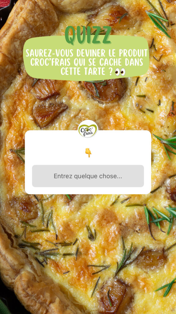 Story Instagram mettant en avant une recette de la marque Croc'Frais