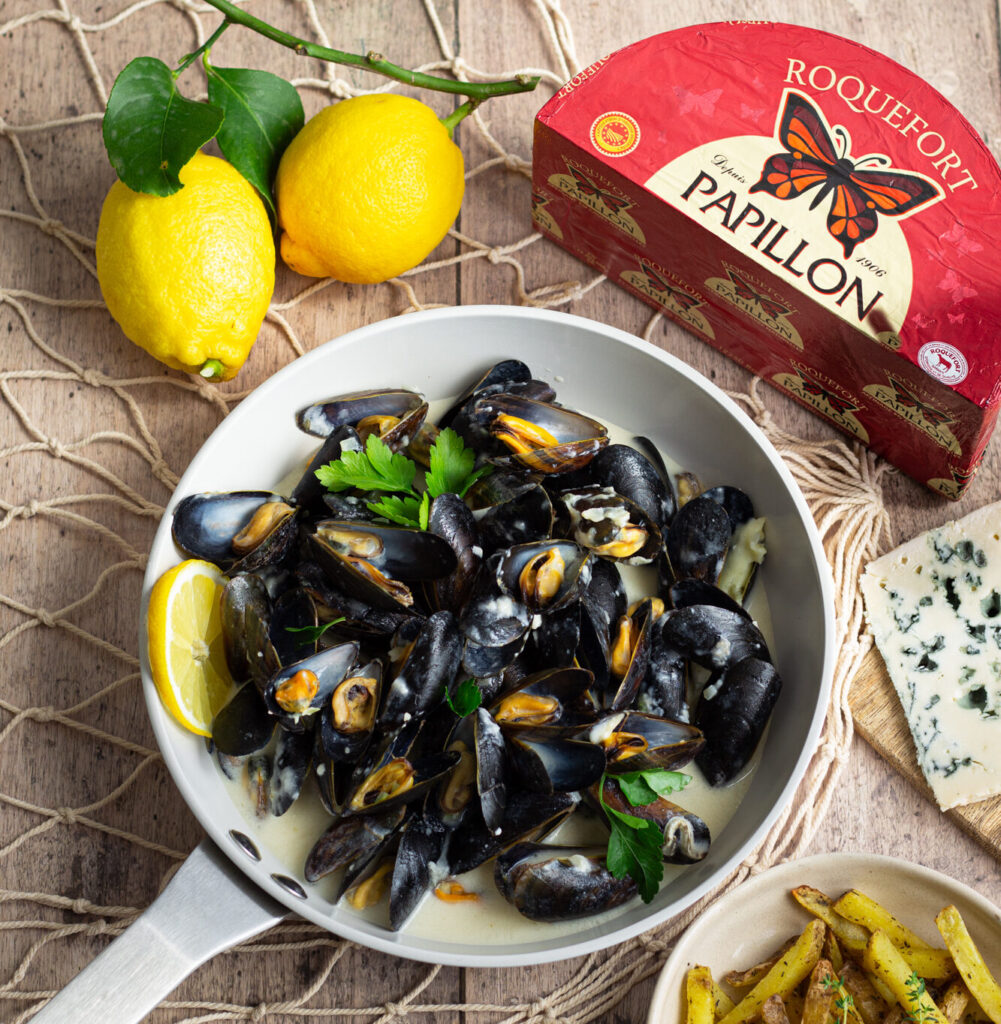 Moules au Roquefort Papillon, création de contenus de l'agence Indie