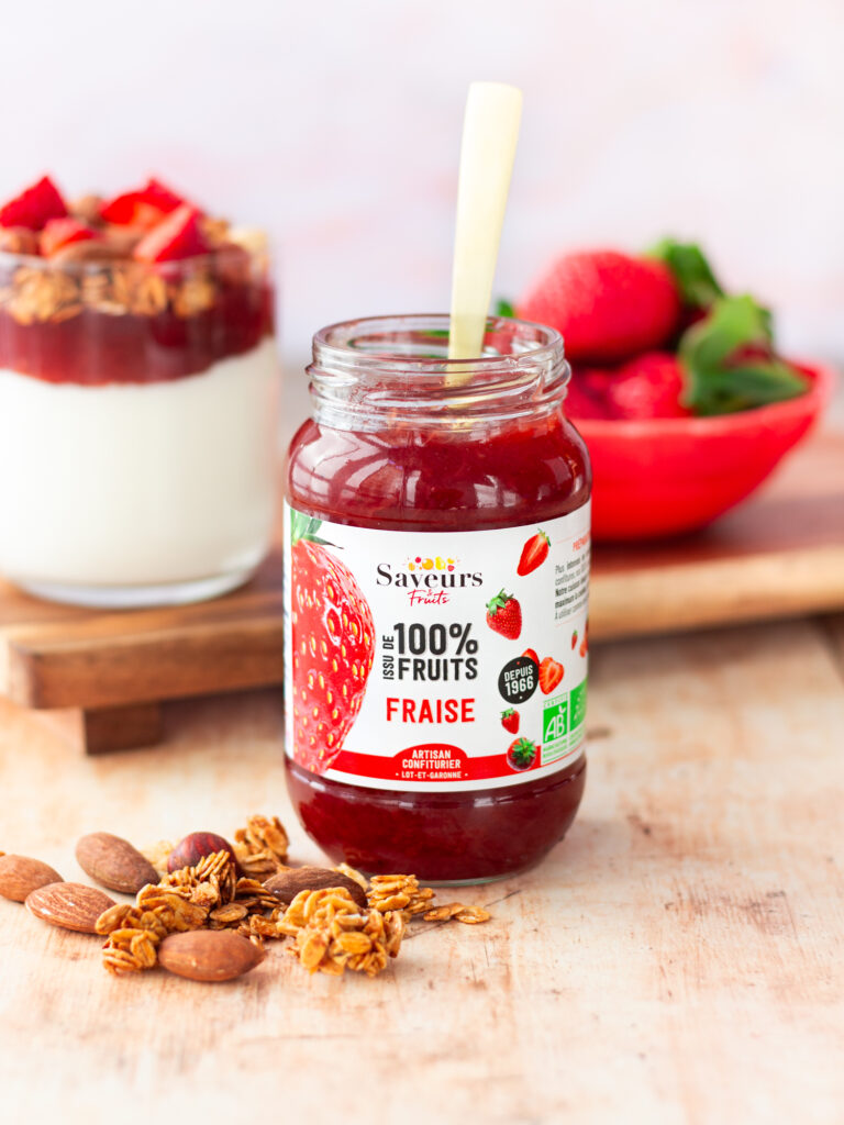 Photo gourmande de la confiture Saveurs et Fruits, client de l'agence indie