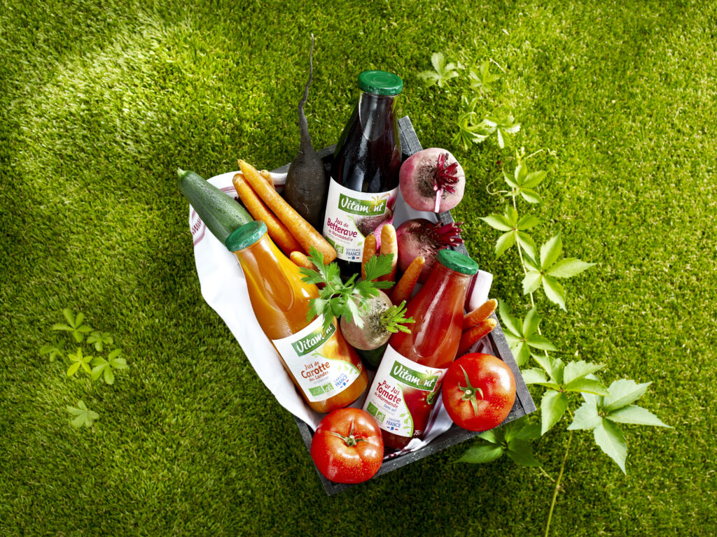 Panier de fruits et légumes de la marque Vitamont, client de l'agence Indie